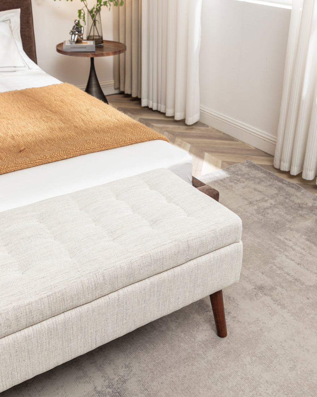 Storage Bench with Storage Bench for Bedroom End of Bed Bench Foot of Bed Bench Entryway Bench Storage Ottoman Bench 43.7' W x 18.1' D Off White Bench - Grand Goldman Shop
