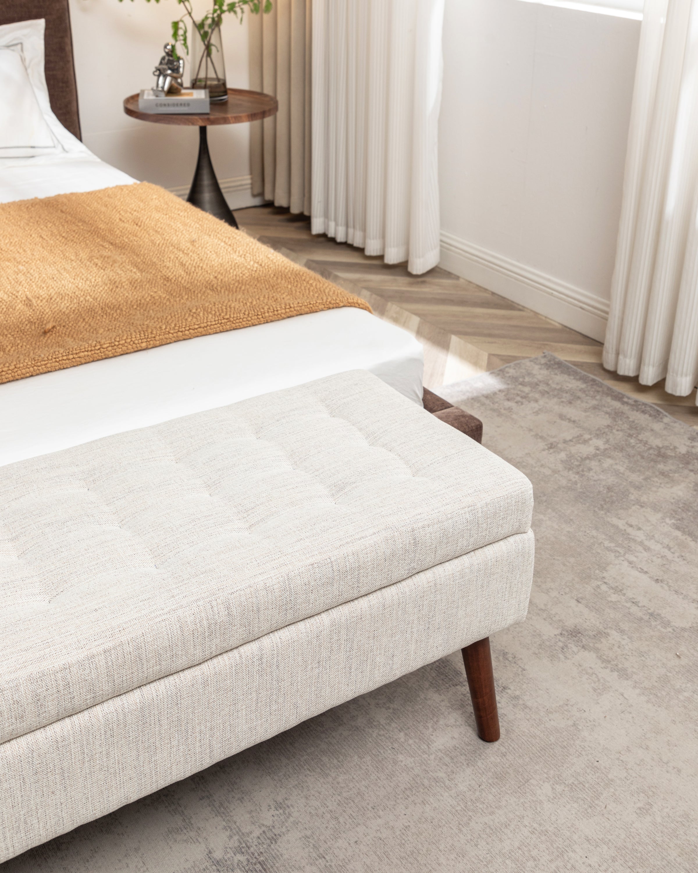 Storage Bench with Storage Bench for Bedroom End of Bed Bench Foot of Bed Bench Entryway Bench Storage Ottoman Bench 43.7' W x 18.1' D Off White Bench - Grand Goldman Shop