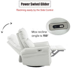 270° Power Swivel Rocker Recliner Chair, PU Leather Electric Glider Reclining Sofa with USB Ports, Power Swivel Glider, Rocking Chair,Nursery Recliners for Living Room Bedroom(Light Gray+270°Swivel) - Grand Goldman Shop
