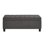 Upholstered tufted button storage bench ,Linen fabric entry bench with spindle wooden legs, Bed bench- Dark Gray - Grand Goldman Shop