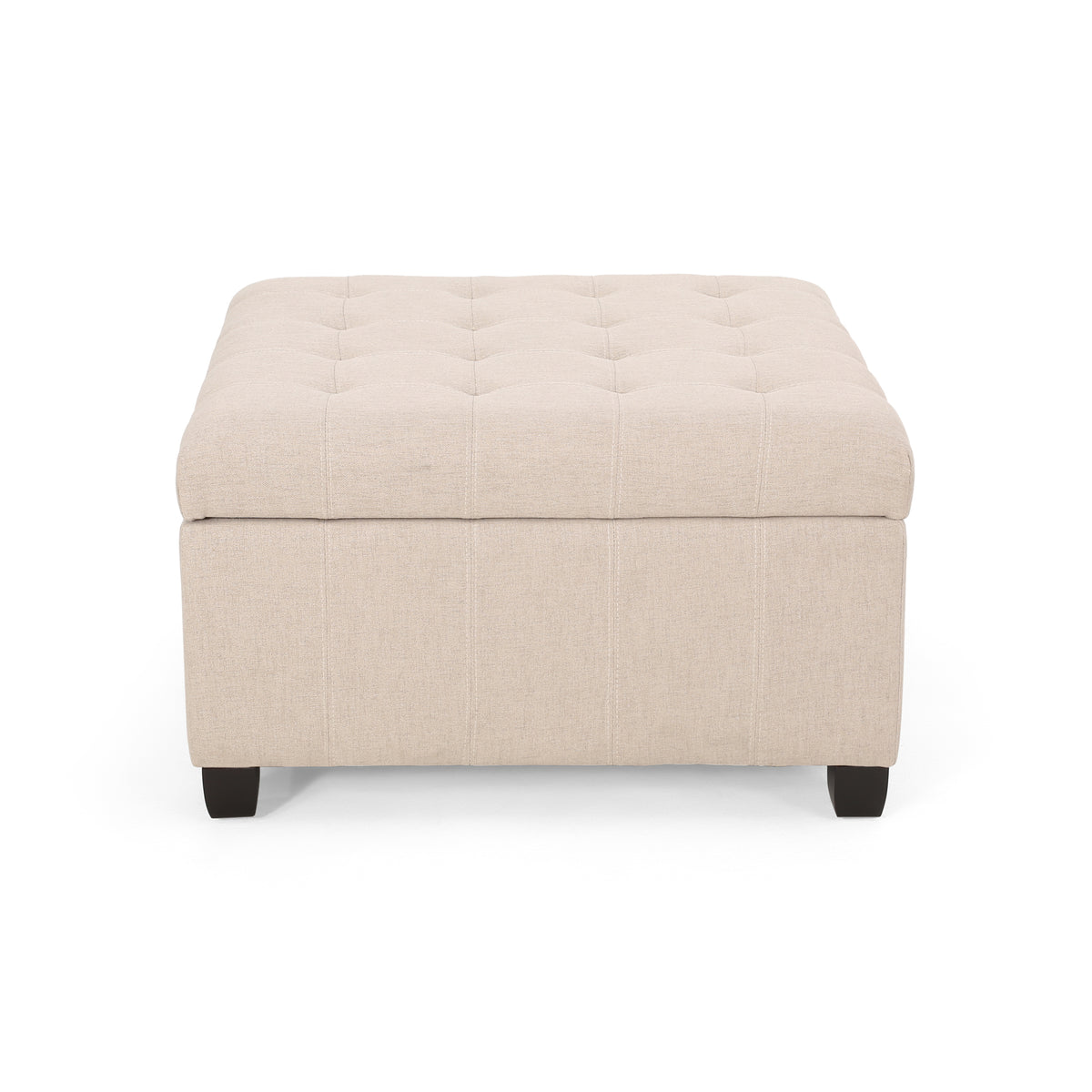 ISABELLA Ottoman Storage Solution in Wheat Fabric with Birch Legs - Grand Goldman Shop