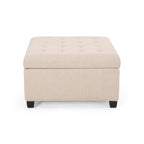 ISABELLA Ottoman Storage Solution in Wheat Fabric with Birch Legs - Grand Goldman Shop