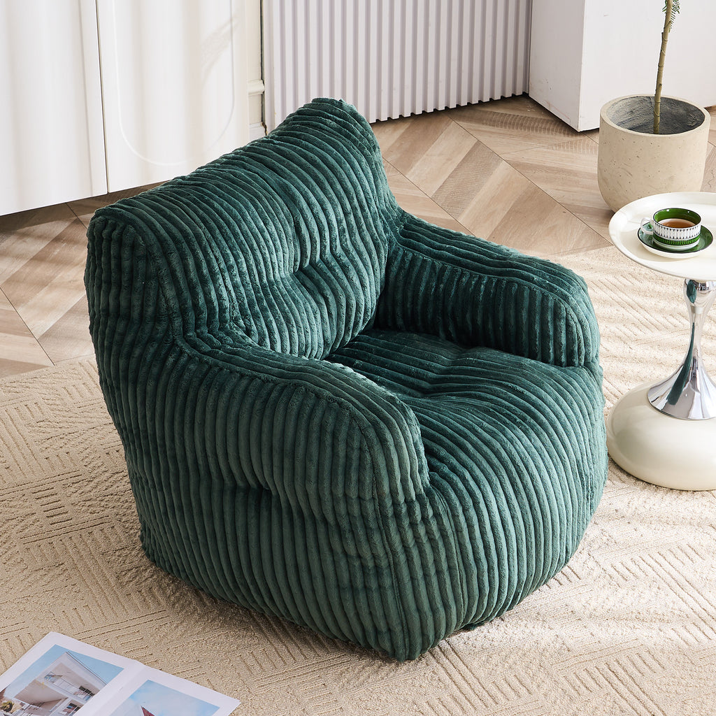 010-Soft Fluffy Corduroy Fabric Bean Bag Chair Filled With Memory Sponge,Green - Grand Goldman Shop