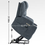 Up to 350 LBS Chenille Power Lift Recliner Chair, Heavy Duty Motion Mechanism with 8-Point Vibration Massage and Lumbar Heating, USB and Type-C Ports, Stainless Steel Cup Holders, Blue - Grand Goldman Shop
