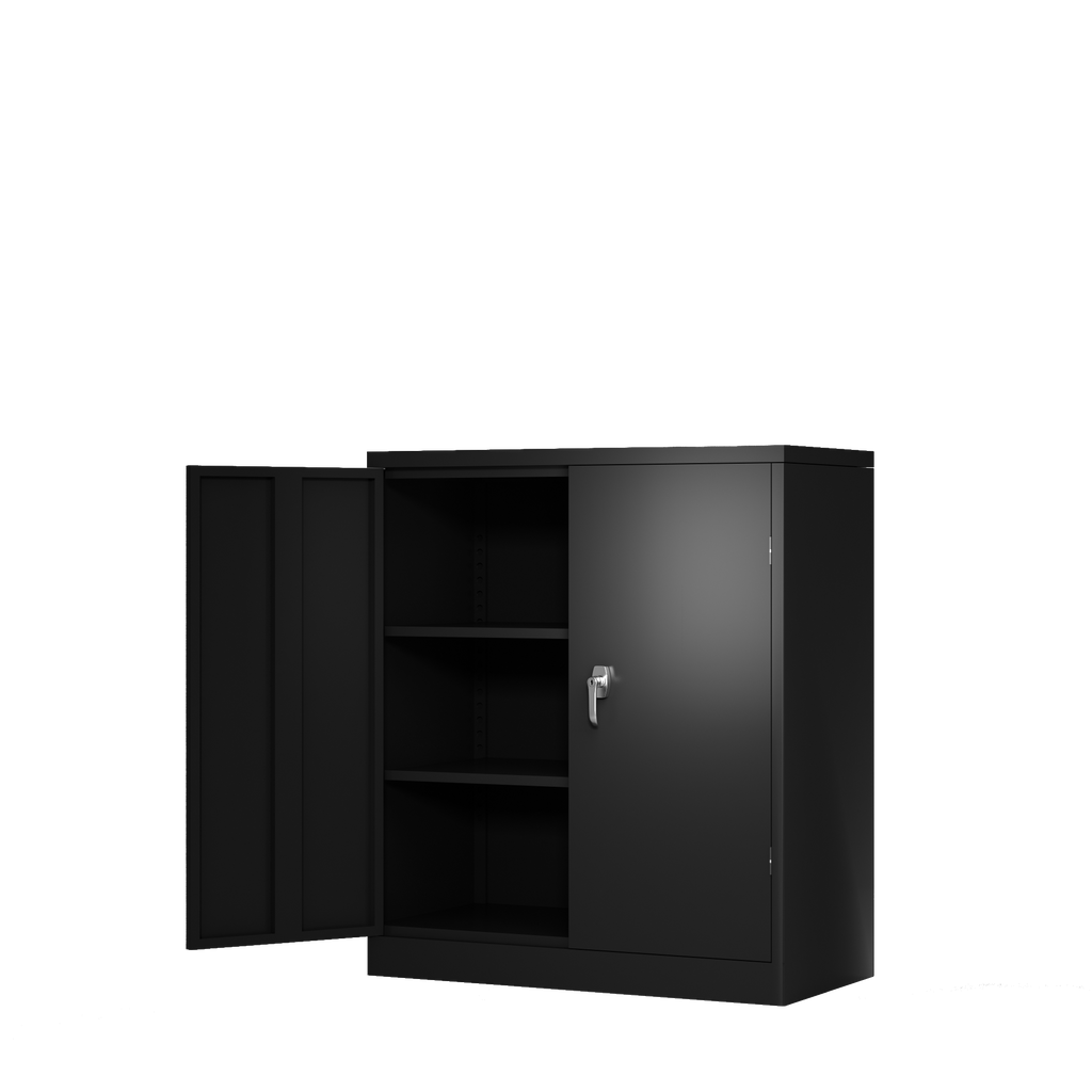 Metal Storage Cabinet with 2 Doors and 2 Shelves, Lockable Steel Storage Cabinet for Office, Garage, Warehouse | Premium Home