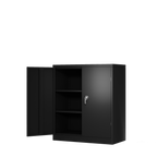 Metal Storage Cabinet with 2 Doors and 2 Shelves, Lockable Steel Storage Cabinet for Office, Garage, Warehouse | Premium Home