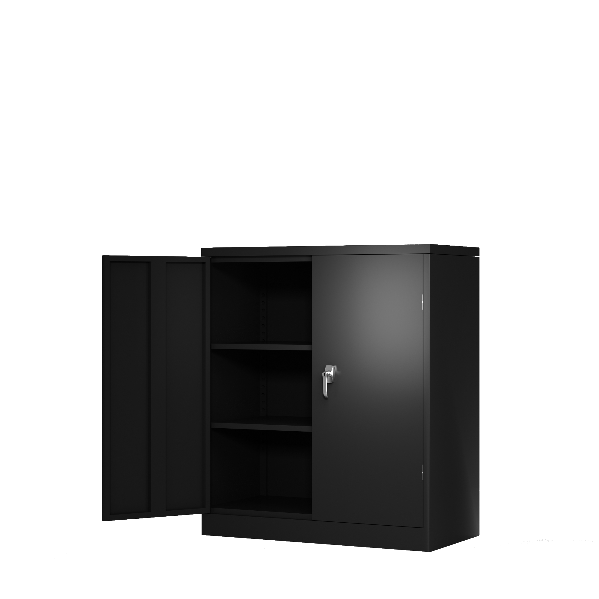 Metal Storage Cabinet with 2 Doors and 2 Shelves, Lockable Steel Storage Cabinet for Office, Garage, Warehouse | Premium Home