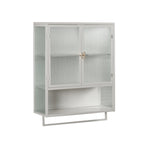 23.62'Glass Doors Modern Two-door Wall Cabinet with Featuring Two-tier Enclosed Storage, an Open Shelf, and Towel Rack, for Entryway Living Room Bathroom Dining Room - Grand Goldman Shop