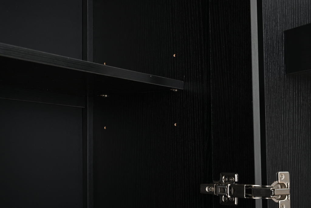 70' Kitchen Pantry Cabinet with 2 Cabinet Shelves,Luxurious Wooden Cupboard with 6 Door Shelves and 3 Drawers for Kitchen, Dining Room,Black - Grand Goldman Shop