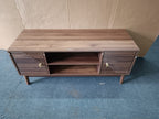 Mid-Century Modern TV Stand for 32/45 inch TV, Walnut MDF Entertainment Center with Storage, 43.31 inch Media Console Table for Living Room and Bedroom - Grand Goldman Shop