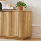 Sideboard Storage Cabinet TV Stand with wave pattern Buffet Cabinet Wooden Vertical Striped Cabinet for Kitchen/Bedroom/Entryway. Natural, 64''W x 15''D x 24''H. - Grand Goldman Shop