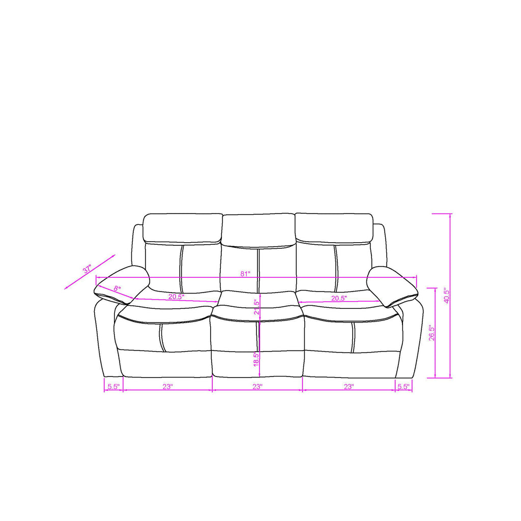 Blanche White 2PC Reclining Sofa and Loveseat with LED Lights and Speaker in White Wood Frame, Medium Firm Seating - Grand Goldman Shop