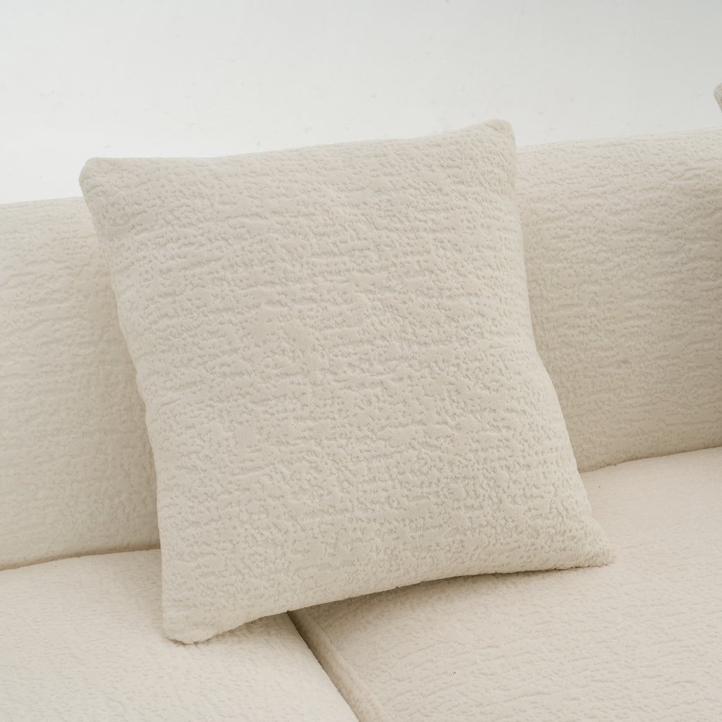 Boneless L-Shape Sectional Sofa with Curved Chaise,White Modular Chenille Compression Couch,30D High-Density Foam,Minimalist Modular Couches Sleeper for Living Room Bedroom Apartment Lounge. - Grand Goldman Shop