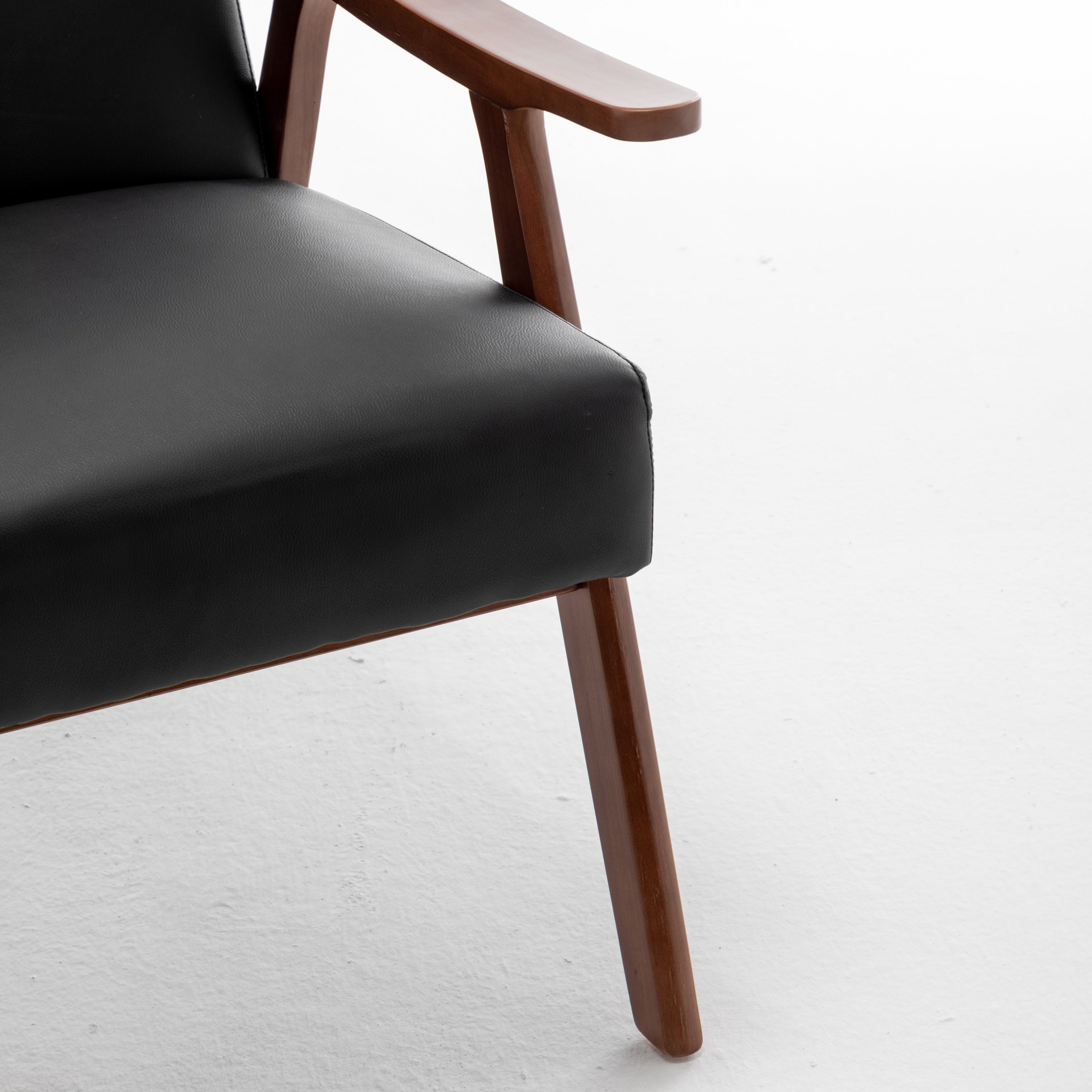 Mid-Century Modern Wingback Accent Chair with Solid Wood Frame and Extra-Thick Backrest – Lounge Chair for Living Room, Bedroom, or Reading Room - Grand Goldman Shop