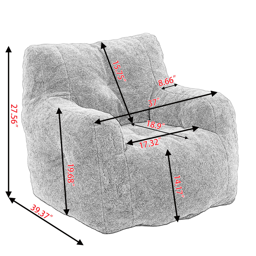 010-Soft Teddy Fabric Tufted Foam Bean Bag Chair With Teddy Fabric Green - Grand Goldman Shop