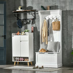 HOMCOM Hall Tree with Coat Rack, Storage and Sitting Bench, White - Grand Goldman Shop