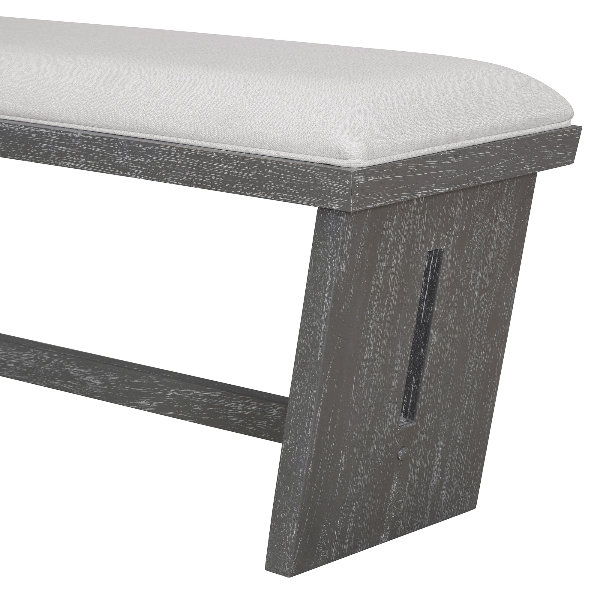 TREXM 6-Piece Retro Dining Table Set for 6, 60' Wood Kitchen Table and Chairs Set of 4 with Bench Designed Trestle Base for kitchen & Dining Room (Gray) - Grand Goldman Shop