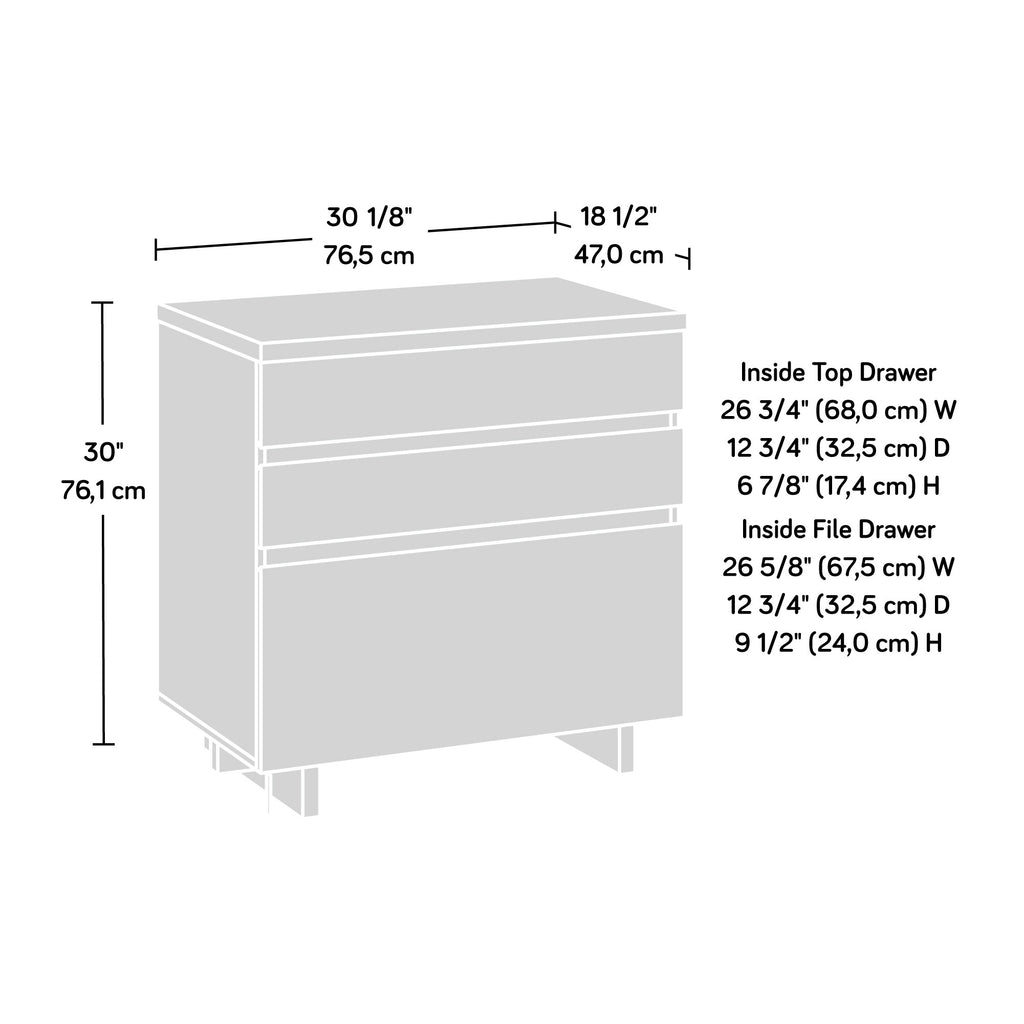 Lateral File with Large Drawers, Off White and Gray finish - Grand Goldman