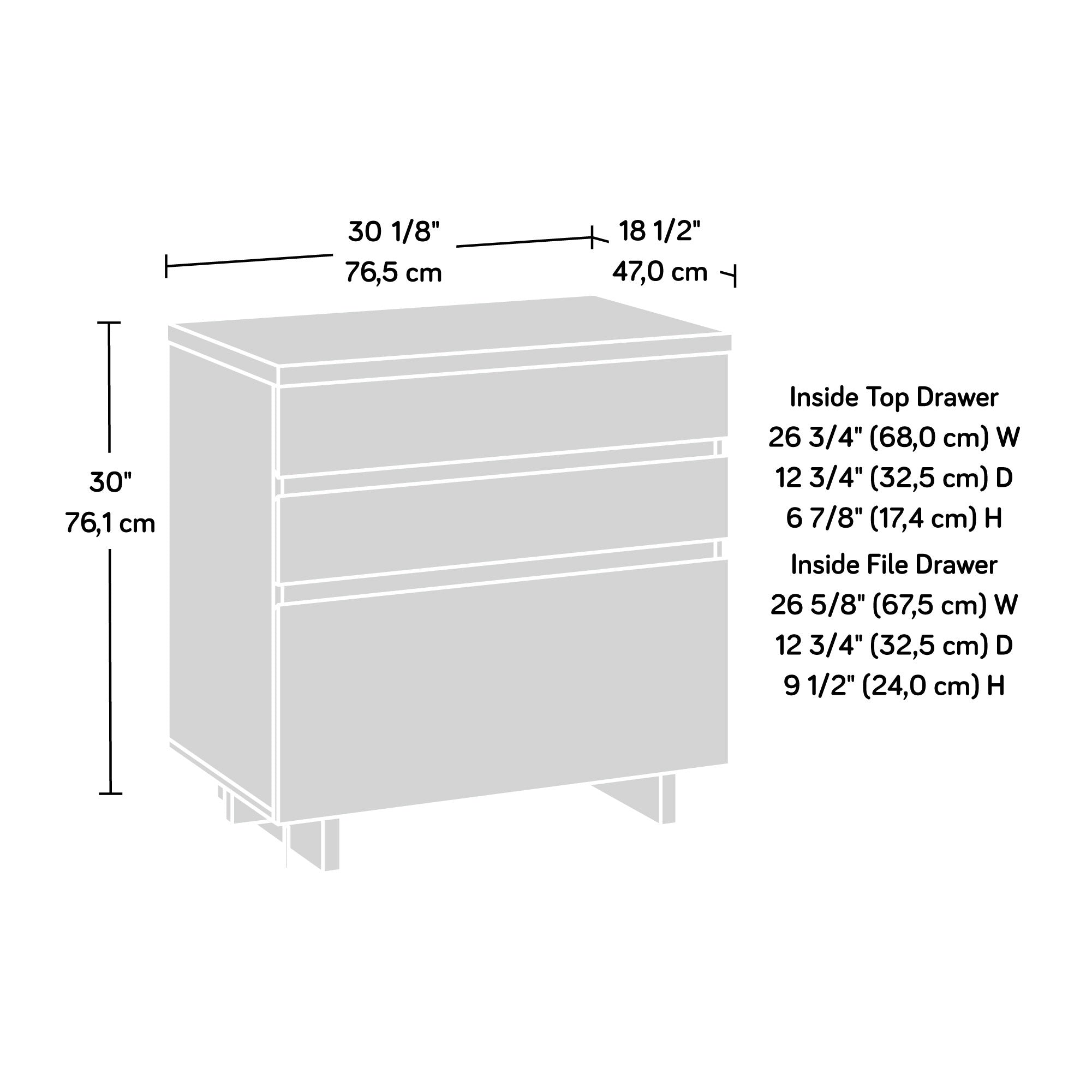 Lateral File with Large Drawers, Off White and Gray finish - Grand Goldman