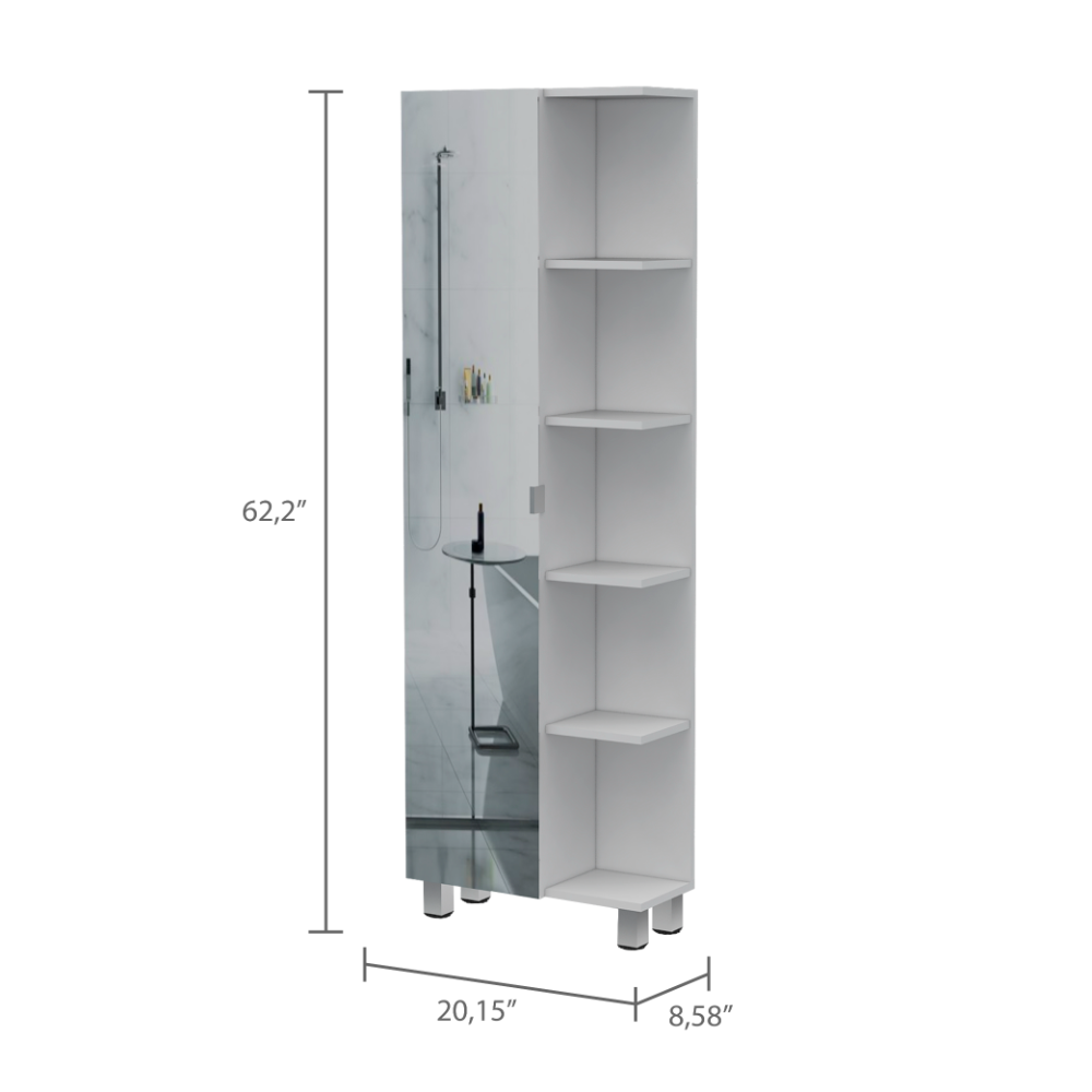 Urano Corner Linen Cabinet, Five External Shelves, Single Door, Four Interior Shelves -White | Premium Home Decor - Grand Gol