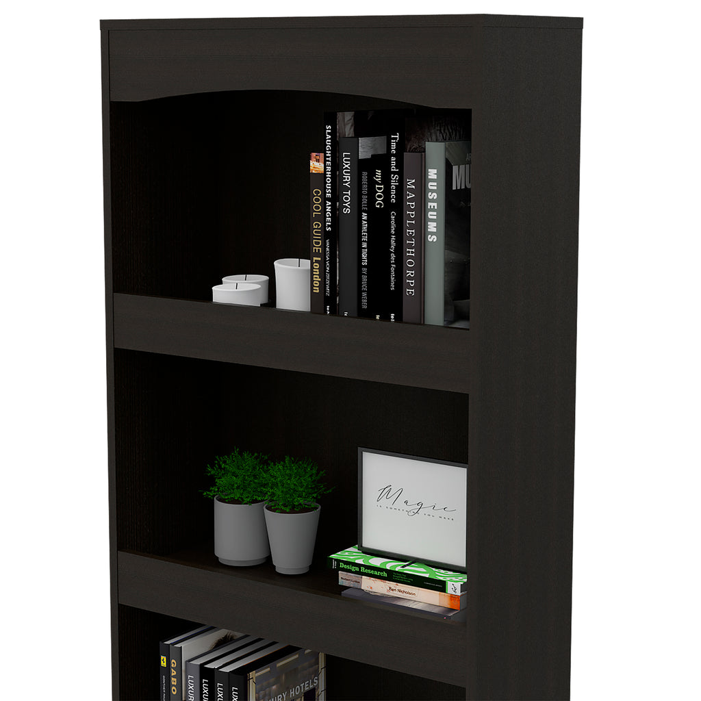 Bookcase, Three Shelves, Double Door Cabinet, Metal Hardware, Black | Premium Home Decor - Grand Goldman