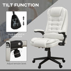 HOMCOM High Back Vibration Massage Office Chair with 6 Vibration Points, Heated Reclining PU Leather Computer Chair with Armr