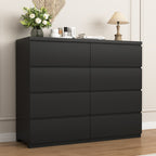 8 Drawers Dresser for Bedroom, Wood Bedroom Dresser Modern Drawer Chest, 8 Chest of Drawer, Tall Dresser for Closet, Dressers Organizer for Living Room, Closet,Black - Grand Goldman Shop