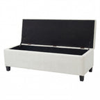 Indoor Textured Boucle White Storage Ottoman Bench - 50.98''L Upholstered Entryway Bench with Hidden Storage, 300lbs Weight Capacity for Living Room, Bedroom & Hallway - Grand Goldman Shop