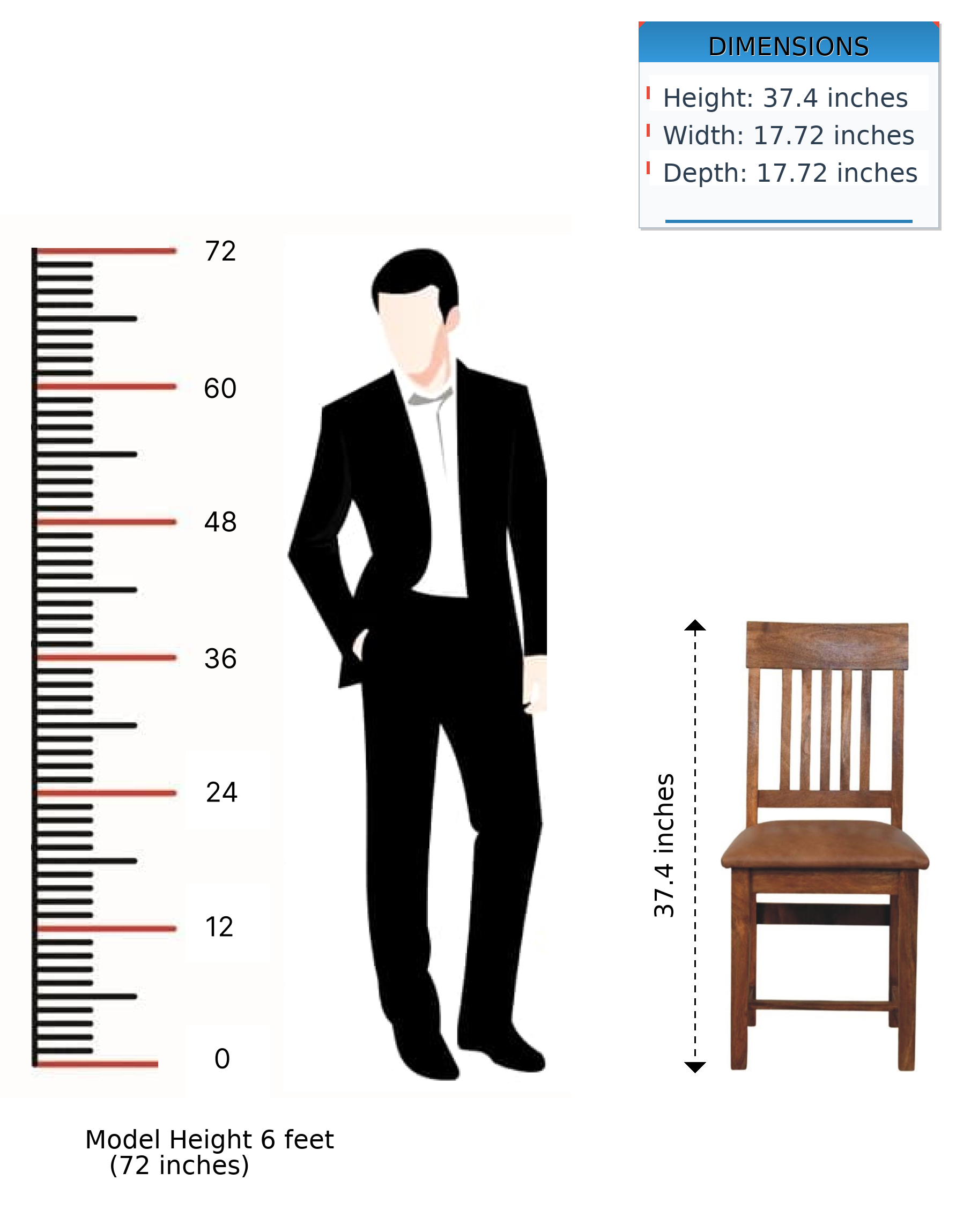 Solid Wood Leather Slatted Dining Chair - Grand Goldman