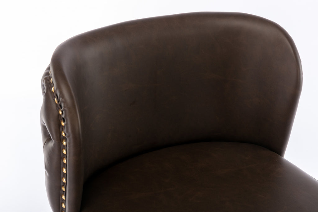 A&A Furniture,Swivel Barstools Adjusatble Seat Height, Modern PU Upholstered Bar Stools with  the whole Back Tufted, for Home Pub and Kitchen Island（Brown, Set of 2） - Grand Goldman Shop