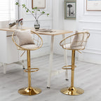 Off-White Velvet Bar Chair, Pure Gold Plated, Unique Design, 360-Degree Rotation, Adjustable Height, Suitable for Dining Room and Bar, Set of 2 - Grand Goldman Shop