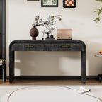 TREXM Unique Retro Silhouette Console Table with Open Style, Two Top Drawers for Entrance, Dinning Room, Living Room (Antique Black) - Grand Goldman Shop