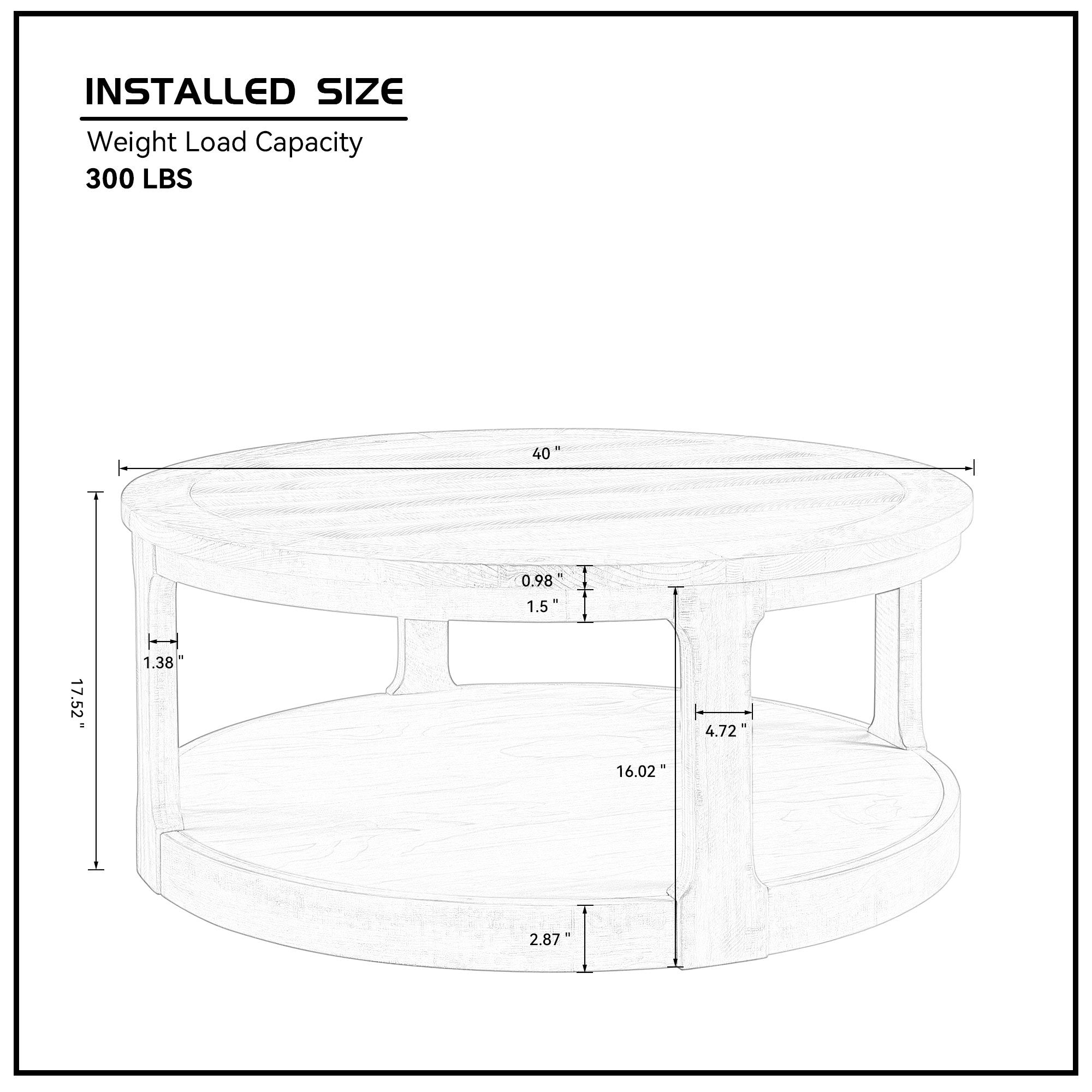 40inch Large Curved 2 Tier Traditional Round Circle Wooden Center Coffee Table,Rounded Table with Wheels,Mid Century Rustic Style Table for living Room,Office,Apartment,OAK - Grand Goldman Shop