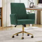 Ergonomic Mid-Back Office Chair with Striped Fabric, Green Corduroy, Adjustable Lumbar Support, Ideal for Work, Study, or Rel
