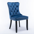 Nikki Collection Modern, High-end Tufted Solid Wood Contemporary Velvet Upholstered Dining Chair with Wood Legs Nailhead Trim 2-Pcs Set,Blue, SW2001BL - Grand Goldman Shop