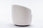 Teddy Fabric Swivel Accent Armchair Barrel Chair With Black Powder Coating Metal Ring,Ivory White - Grand Goldman Shop