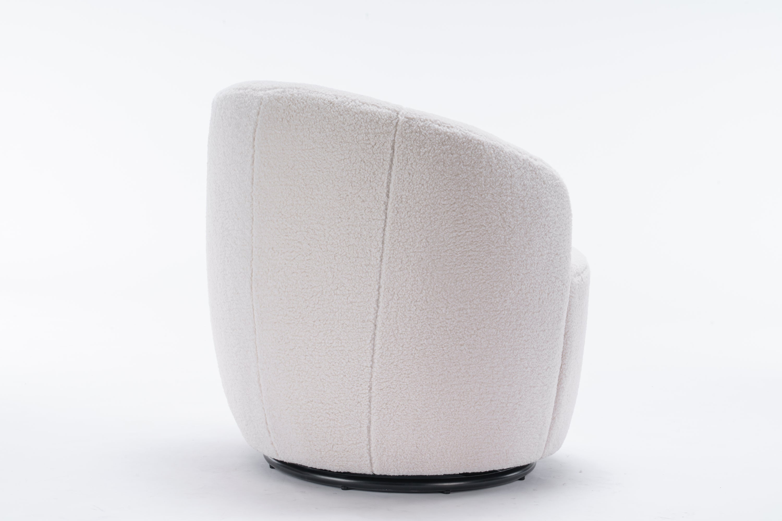 Teddy Fabric Swivel Accent Armchair Barrel Chair With Black Powder Coating Metal Ring,Ivory White - Grand Goldman Shop