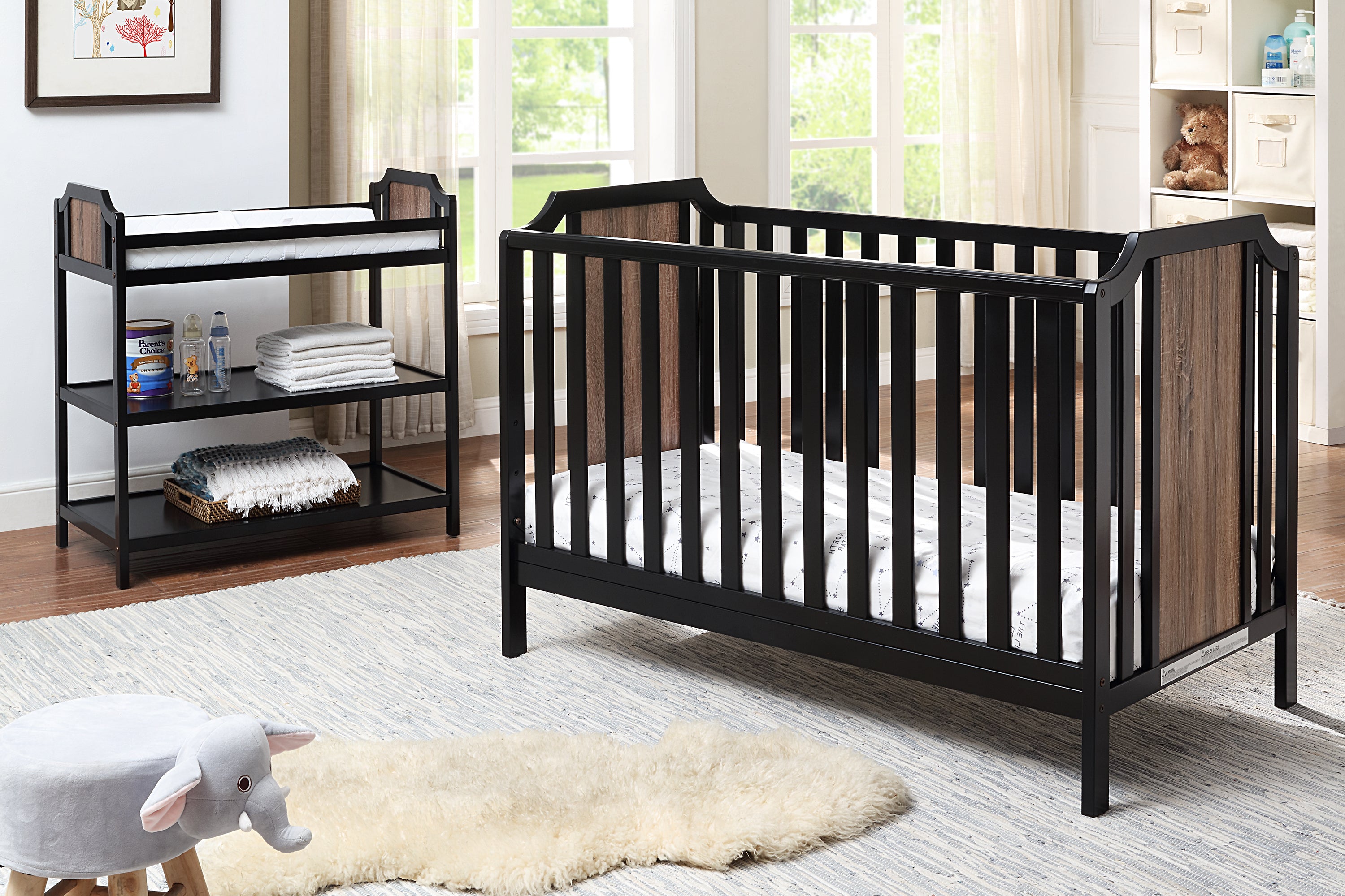 Brees Changing Table Black/Brownstone | Premium Home Decor - Grand Goldman