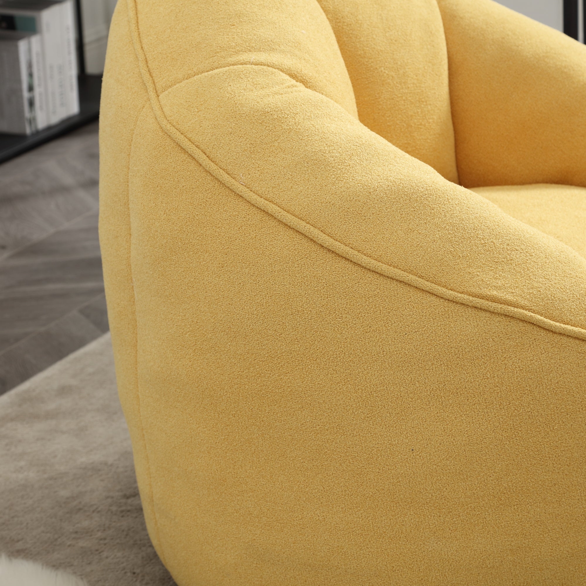 Bedding Bean Bag Sofa Chair with High-Pressure Foam and Footrest, Yellow Microfiber - Grand Goldman Shop