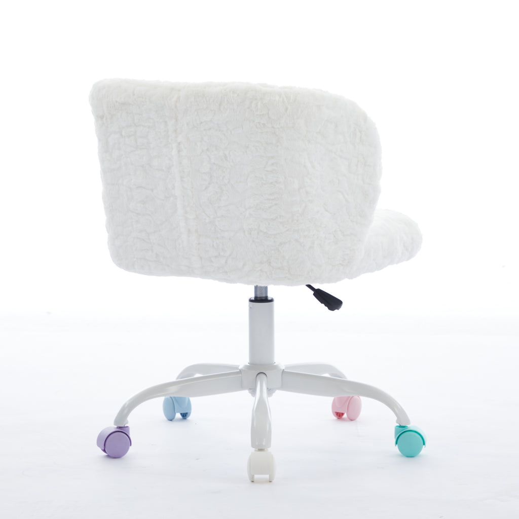A&A Furniture Office Chair,Artificial rabbit hair Home Office Chair with Metal Base,Adjustable Desk Chair Swivel Office Chair
