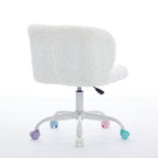 A&A Furniture Office Chair,Artificial rabbit hair Home Office Chair with Metal Base,Adjustable Desk Chair Swivel Office Chair