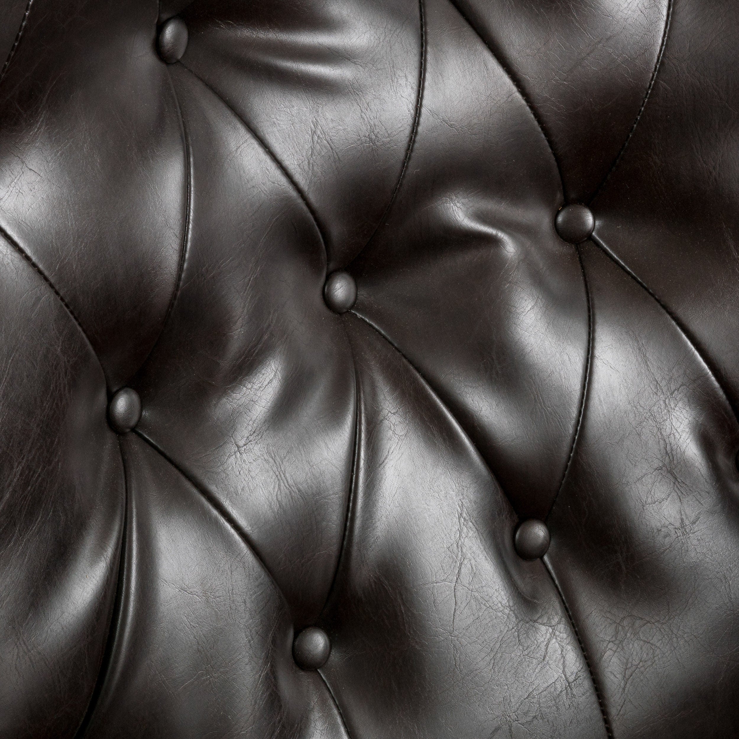 Contemporary Style Push Back Recliner with Button-Tufted Stitching and Nailhead Trim in Dark Brown PU - Grand Goldman Shop