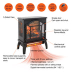 Antique Black 3D Flame Electric Infrared Quartz Fireplace Stove with Remote Control, Tempered Glass and Sheet Metal, 18 Inch - Grand Goldman Shop