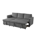 Loveseat Sofa with Chaise Lounge L-Shaped Modular Convertible Sofa with Storage Chaise, Corduroy Tufted Upholstered Sleeper Sectional Sofa,Pull Out Sleep Couch Bed and Reclining Backrest-Gray - Grand Goldman Shop
