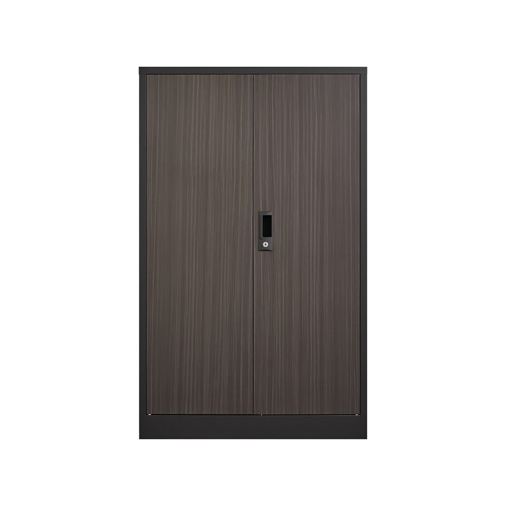 Black Metal Storage Cabinet with Locking Doors and Adjustable Shelf, Folding Filing Cabinet for Home Office, School, Garage, 