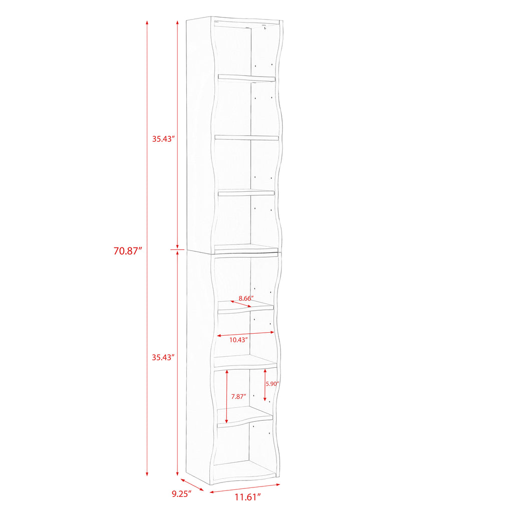 8-layer adjustable shelf ultra-thin bookshelf with a wavy border design, which is more aesthetically pleasing, is suitable for high and narrow, display and multi-functional bookshelves in home offices - Grand Goldman Shop