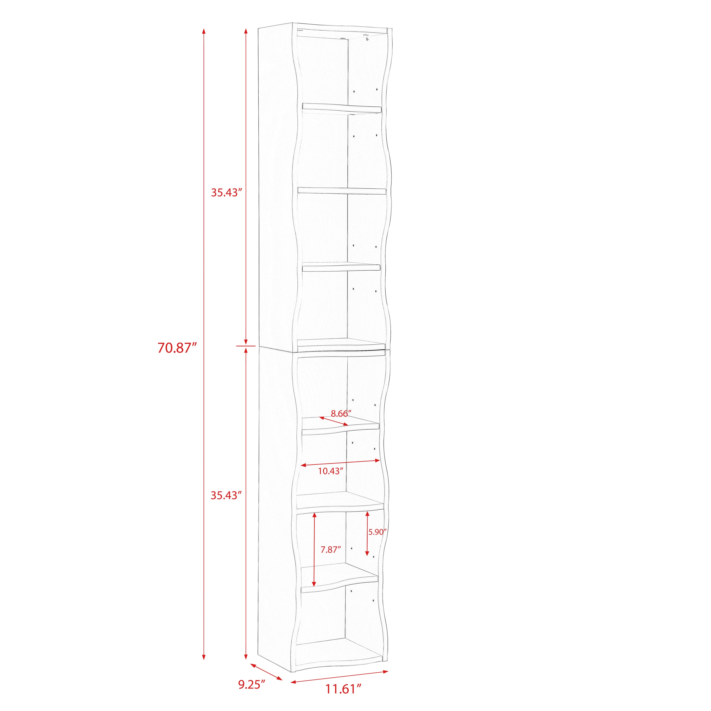 8-layer adjustable shelf ultra-thin bookshelf with a wavy border design, which is more aesthetically pleasing, is suitable for high and narrow, display and multi-functional bookshelves in home offices - Grand Goldman Shop