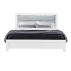 OMODA 5PC Full Bedroom Set with LED Accent Lighting in White Rubber Wood Finish - Grand Goldman Shop