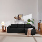 96.9' Cloud Sectional Couch with L-Shape Chaise,Modern Modular Sofa with Deep Seat, Upholstered Couches for Living Room Bedroom,No Assembly Required, (Corduroy Fabric),Black - Grand Goldman Shop