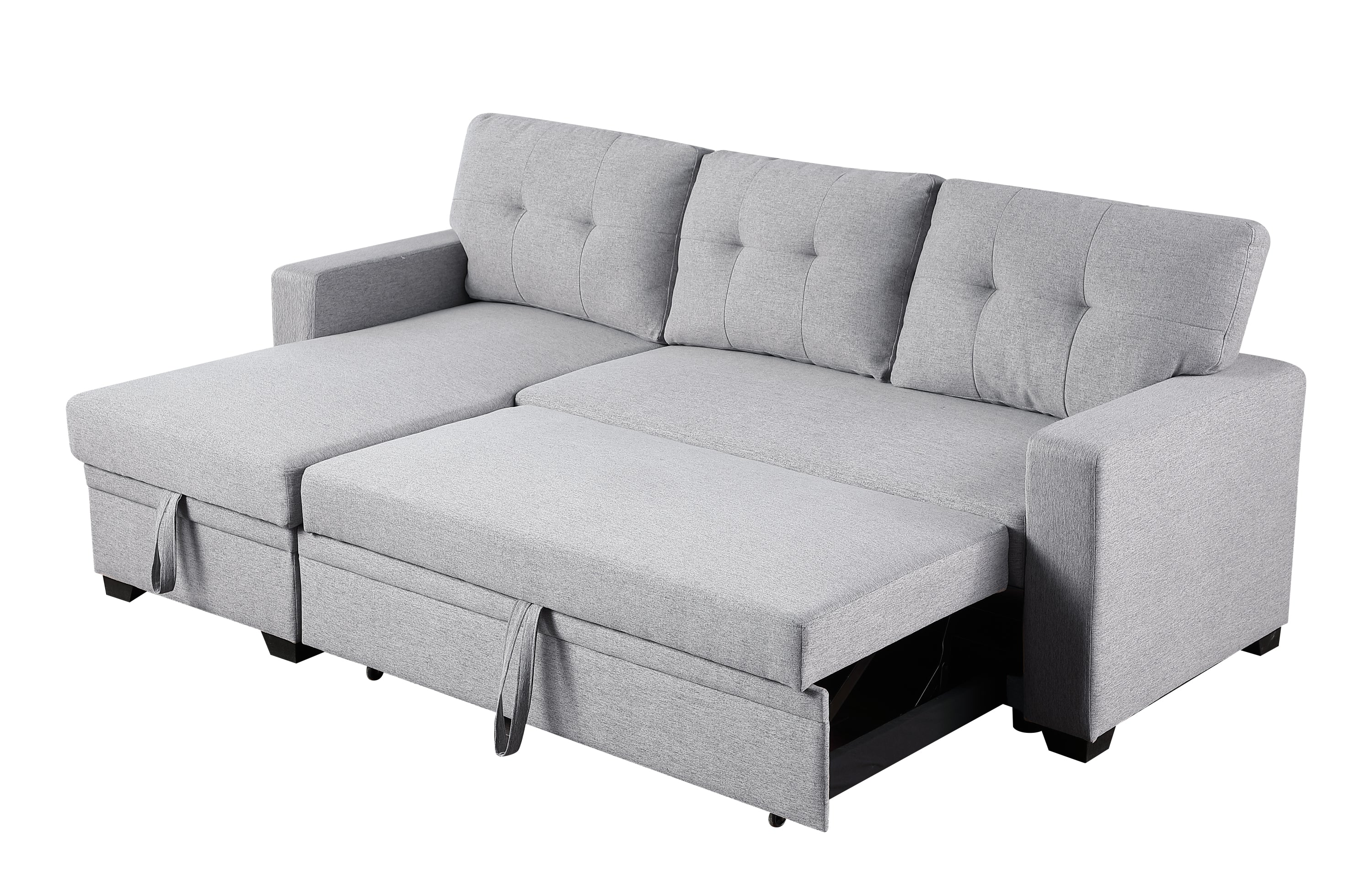 Upholstered Pull out Sectional Sofa with Chaise - Grand Goldman Shop